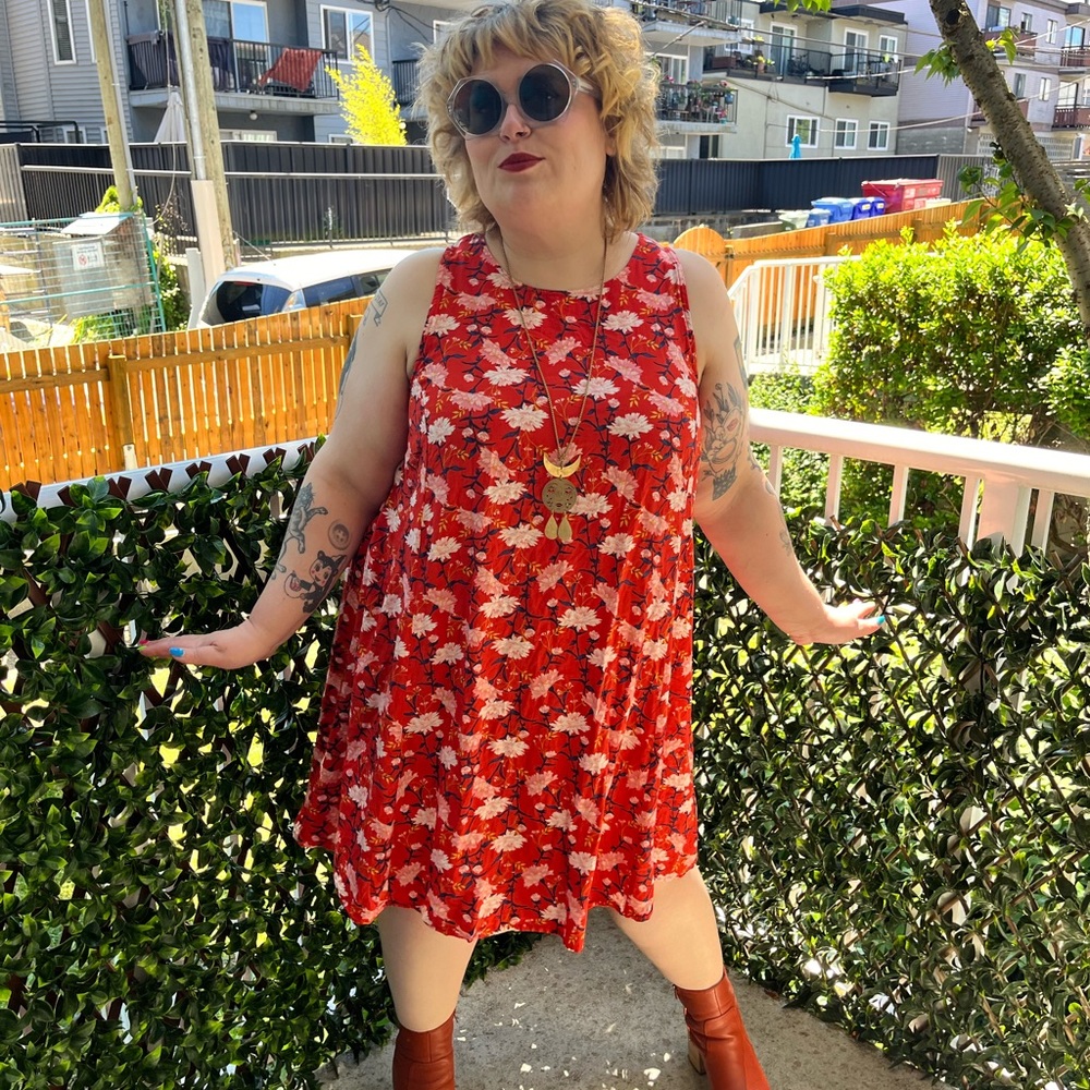 XL old navy marigold print swing dress